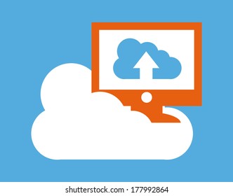 cloud computing over  blue  background vector illustration