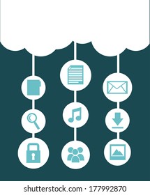 cloud computing over blue   background vector illustration