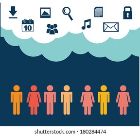 cloud computing over blue  background vector illustration 