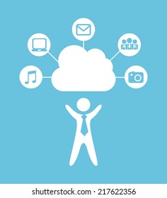 cloud computing over blue background vector illustration