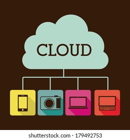 cloud computing over brown   background vector illustration