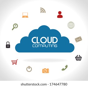 cloud computing over gray  background vector illustration