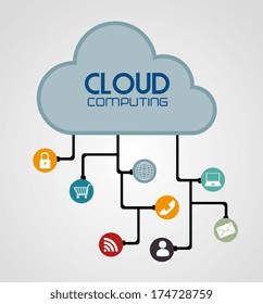 cloud computing over gray  background vector illustration
