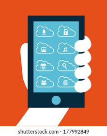 cloud computing over orange   background vector illustration 