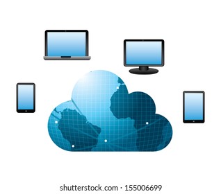 cloud computing over white background vector illustration