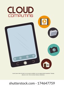 cloud computing over  white background vector illustration