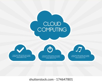 cloud computing over white  background vector illustration