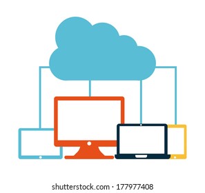 cloud computing over white    background vector illustration