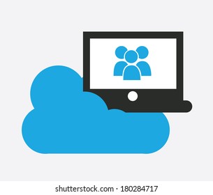 cloud computing over white  background vector illustration 