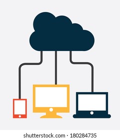 cloud computing over  white background vector illustration 