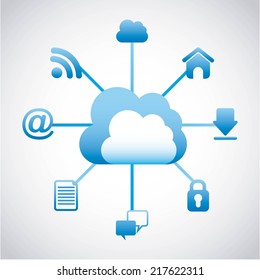 cloud computing over white background vector illustration