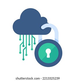 Cloud Computing. The padlock that locks the clouds. The concept of preventing data loss on the network.