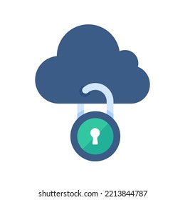 Cloud Computing. The padlock that locks the clouds. The concept of preventing data loss on the network.