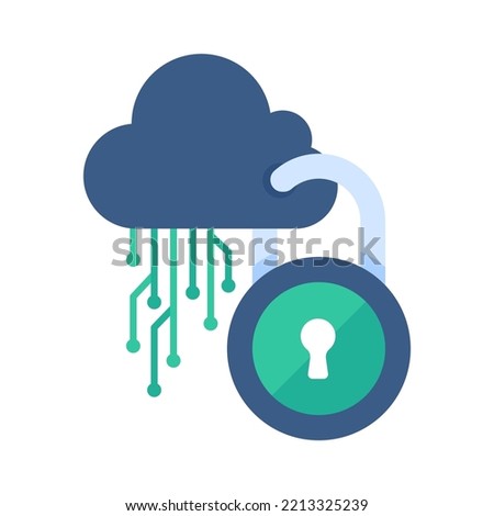 Cloud Computing. The padlock that locks the clouds. The concept of preventing data loss on the network.