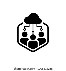 cloud computing or personal data sync icon. concept of family subscription in hosting and electronic docs management. flat simple modern black co-working logotype graphic art design isolated on white