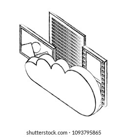 cloud computing photo file film isometric