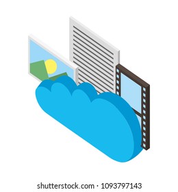 cloud computing photo file film isometric