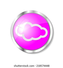 Cloud computing  pink  button or icon vector illustration