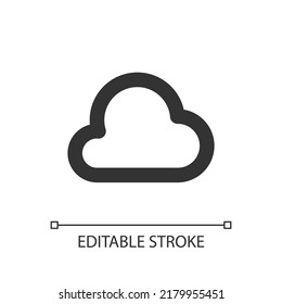 Cloud computing pixel perfect linear ui icon. Data storage. Wireless file sharing. GUI, UX design. Outline isolated user interface element for app and web. Editable stroke. Arial font used