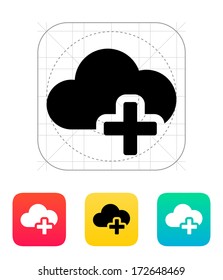 Cloud computing with plus icon. Vector illustration.
