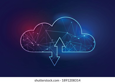 cloud computing polygonal wireframe technology concept background