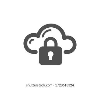 Cloud computing protection icon. Internet data storage sign. File hosting technology symbol. Classic flat style. Quality design element. Simple cloud protection icon. Vector