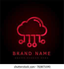 Cloud computing red chromium metallic logo