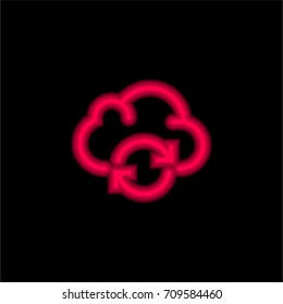 Cloud computing red glowing neon ui ux icon. Glowing sign logo vector