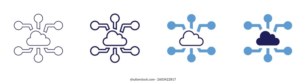 Cloud computing scalability icon in 4 different styles. Thin Line, Line, Bold Line, Duotone. Duotone style. Editable stroke.