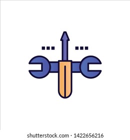 Cloud, Computing, Screwdriver, Tooling  Flat Color Icon. Vector icon banner Template