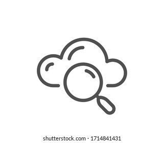 Cloud computing search line icon. Internet data storage sign. File hosting technology symbol. Quality design element. Editable stroke. Linear style cloud computing icon. Vector