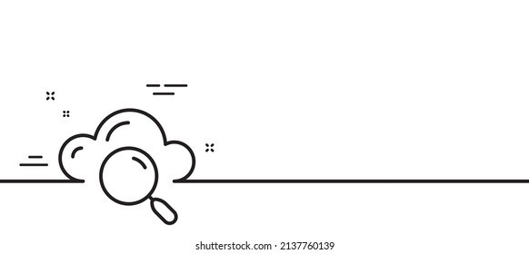 Cloud computing search line icon. Internet data storage sign. File hosting technology symbol. Minimal line illustration background. Cloud computing line icon pattern banner. Vector