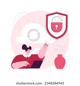 Cloud computing security abstract concept vector illustration. Cloud information security system, data protection service, safety architecture, network computing, storage access abstract metaphor.