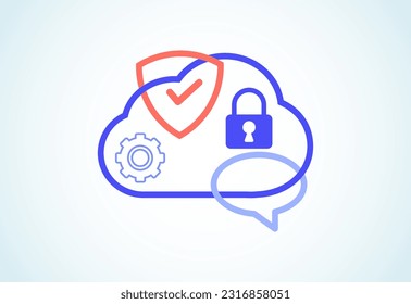 Cloud computing security design concept. Online security and data protection. Vector illustration