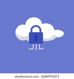 cloud computing security with digital padlock and circuit lines, symbolizing data encryption, privacy, and cybersecurity in online storage.