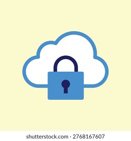Cloud computing security icon with padlock symbol showing safe internet data protection concept