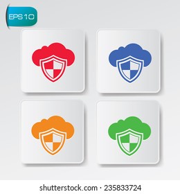 Cloud computing security icons on buttons,clean vector