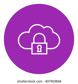 Cloud computing security line icon.