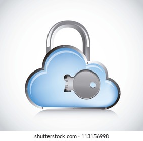 cloud computing security over gray background. vector illustration