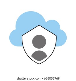 cloud computing with security shield isolated icon