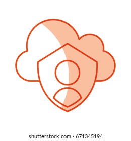 cloud computing with security shield isolated icon