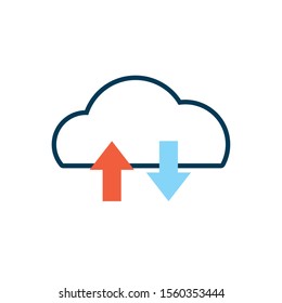 cloud computing server with arrows up and down vector illustration design