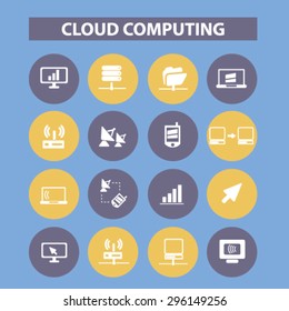 cloud computing, server, computer icons, signs, illustrations set, vector