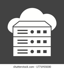 Cloud Computing Server Icon. Internet Data Storage Sign. File Hosting Technology Symbol. Classic Flat Style. Quality Design Element. Simple Cloud Server Icon. Vector