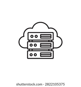 Cloud Computing Server Icon Showing Stacked Network Hardware Inside Cloud Shape