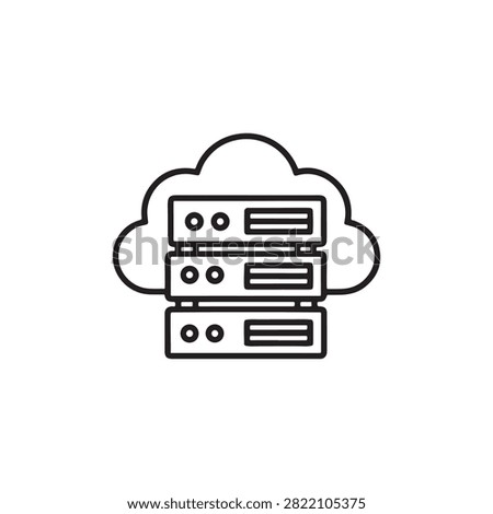 Cloud Computing Server Icon Showing Stacked Network Hardware Inside Cloud Shape