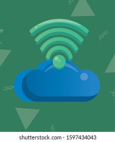cloud computing server with wifi signal vector illustration design