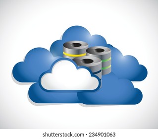 cloud computing and servers illustration design over a white background