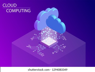 Cloud computing and as a service concept. 3d isometric vector illustration.