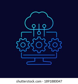 cloud computing service line vector icon